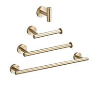 Ensemble Salle De Bain Compatible : Barre, Porte-Serviettes, Porte-Rouleau, Anneau Et Patère. Acier Inoxydable Finis Chrome Et Noir.(Gold Full Set)