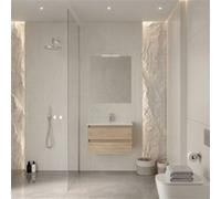 Ensemble CONSTRUCTA - Meuble 2 TIROIRS 80cm CHENE FUTURA + Plan céramique 80 cm + Miroir 60x80 cm + Spot led - BANHOAZIS - CONJ7869