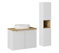 Ensemble Salle de Bain - DECONATION - Astral - 80 cm - Blanc Mat - Vasque Céramique