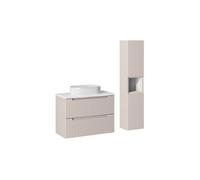 Ensemble Salle de Bain - DECONATION - Astral Cashmere - 80 cm - 2 Tiroirs - Vasque Blanche