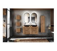 Ensemble salle de bain - GENERIQUE - Sylve Black Wotan - 120 cm - Double vasques - 5 éléments