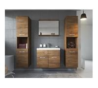Ensemble salle de bain Lefkas Montreal XL 60x35 cm - Marron - Meuble lavabo et meuble haut à deux portes