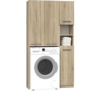Ensemble salle de bain moderne HUCOCO - 96x30x183 - 4 portes+2 tablettes - Sonoma