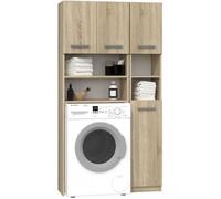 Ensemble salle de bain moderne HUCOCO - 96x30x183 - 4 portes+4 tablettes - Sonoma
