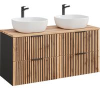 Ensemble salle de bain moderne Xilo Chêne Wotan 120 cm avec deux lavabos