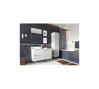 Ensemble salle de bain Nice avec meuble + vasque + Miroir + Colonne couleur blanc --