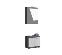 Ensemble Salle de Bain Scott - Meuble sous Vasque et Armoire de Rangement avec Miroir LED