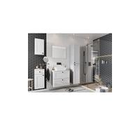 Ensemble salle de bain Sofia avec meuble + vasque + Miroir + Colonne + 2 meubles complements couleur blanc --