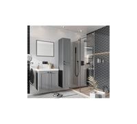 Ensemble salle de bain Sofia avec meuble + vasque + Miroir + Colonne couleur gris mat --