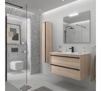 Ensemble Salle De Bains Attila 100 2 Tiroirs Chêne Naturel - SALGAR 104919