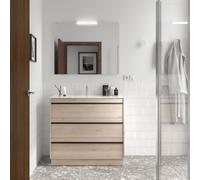 Ensemble Salle De Bains Attila 100 3 Tiroirs Chêne Naturel - SALGAR 105157
