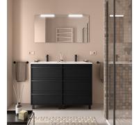 Ensemble Salle De Bains Attila 120 6 Tiroirs Black Satin - SALGAR 105161