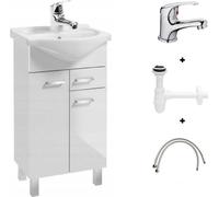Ensemble salle de bains avec lavabo 50 blanc avec mitigeur et siphon Mea
