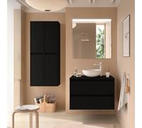 Ensemble Salle De Bains Noja 100 2 Tiroirs Black Satin - SALGAR 105509