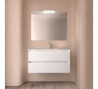 Ensemble Salle De Bains Noja 100 2 Tiroirs Blanc Brillant - SALGAR 105426