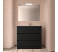 Ensemble Salle De Bains Noja 100 3 Tiroirs Black Satin - SALGAR 106189