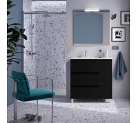 Ensemble Salle De Bains Noja 85 3 Tiroirs 1 Porte Black Satin Droite - SALGAR 105639