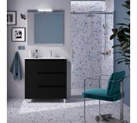 Ensemble Salle De Bains Noja 85 3 Tiroirs 1 Porte Black Satin Gauche - SALGAR 105648