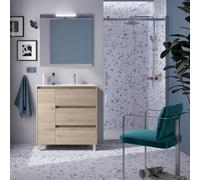 Ensemble Salle De Bains Noja 85 3 Tiroirs 1 Porte Chêne Naturel Gauche - SALGAR 105652