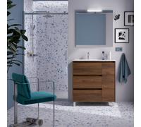 Ensemble Salle De Bains Noja 85 3 Tiroirs 1 Porte Noyer Maya Droite - SALGAR 105645
