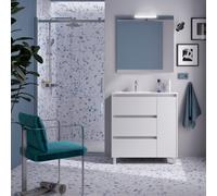 Ensemble Salle De Bains Noja 85 3 Tiroirs 1 Porte White Satin Droite - SALGAR 105638