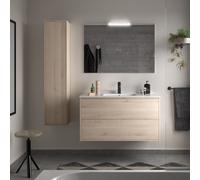 Ensemble Salle De Bains Optimus 100 2 Tiroirs Chêne Naturel - SALGAR 104615