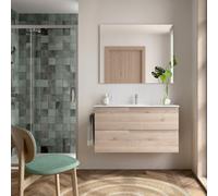 Ensemble Salle De Bains Vima 100 2 Tiroirs Chêne Naturel - SALGAR 113620