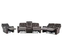 Ensemble Salon 6 Personnes 2 Canapés et Fauteuil en Cuir PU Marron avec Dossiers Réglables et Repose-pieds Confort et Design Beliani