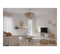 Ensemble Salon ACCESS : Table basse Banc TV Enfilade 4 portes Decor chene Hamilton et