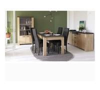 Ensemble Séjour - AUSTIN - Table salle à manger 170x90 cm - Vitrine - Enfilade 2 portes - Chêne Hamilton et gris