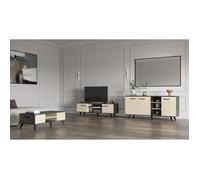 Ensemble salon - Banc TV, Table basse, Buffet bas - KENT - Chêne de fil / Sidewalk - DEMEYERE