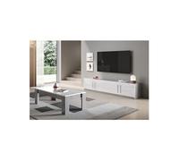 CLARK - Ensemble Salon Blanc et Marbre Meuble TV + Table Basse -