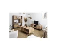 AltoBuy PAJAN - Ensemble Salon Complet Effet Bois avec Tasseaux