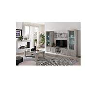 CLARK - Ensemble Salon Complet Effet Marbre Meuble TV et Vitrines avec Leds + Table Basse -