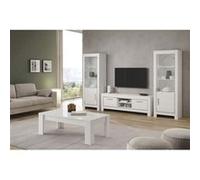 DENAE - Ensemble Salon Complet Laqué Blanc Brillant Meuble TV + Table Basse + Vitrines Leds - Altobuy Blanc