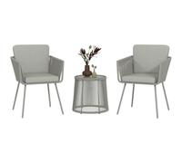 Ensemble Salon De Jardin 2 Places 3 Pièces Style Colonial Avec Coussin Gris