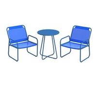Outsunny - Ensemble salon de jardin 3 pièces, 2 fauteuils, table ronde, acier & tissu, bleu marine