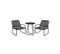 Ensemble salon de jardin 3 pcs 2 fauteuils et table ronde gris