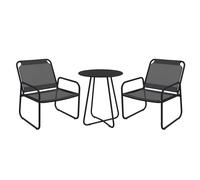 Ensemble salon de jardin 3 pcs 2 fauteuils et table ronde gris