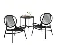 Ensemble Salon de Jardin, 3 Pièces, Chaises Acapulco, Salon d Extérieur, Table d Appoint et 2 Chaises, Ensemble de Mobilier d Intérieur et d Extérieur, Balcon, Noir d'encre À propos de cet article[Ins