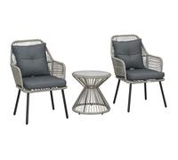 Ensemble Salon De Jardin 2 Places 3 Pièces Style Colonial Noir Gris Gris