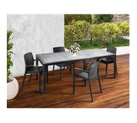 Ensemble Salon de Jardin Arret Dmora, en Plastique Noir Anthracite