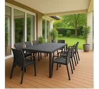 Ensemble Salon de Jardin Arret Dmora, en Plastique Noir Anthracite