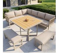 Ensemble salon de jardin avec table 80x80 cm et coussins inclus FloraGrace