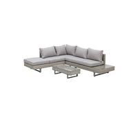 Outsunny Salon de Jardin extérieur d'angle 5 Places Design Contemporain Coussins déhoussables Table Basse Acier époxy résine tressée Grise