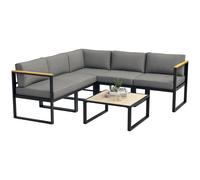 Ensemble Salon De Jardin D'angle 5 Places Design Contemporain Table Basse Coussins Alu