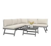 Ensemble salon de jardin d'angle et convertible - Outsunny - 4 pièces avec 2 banquettes, 1 fauteuil d'angle et 1 table basse