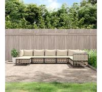 Ensemble salon de jardin, de 8 pièces, en polyrotin, anthracite, avec coussins confortables, cadre en acier robuste, pour terrasse, balcon et extérieur