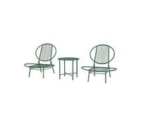 Ensemble salon de jardin - Outsunny - 3 pièces, 2 chaises Acapulco et table basse - pour 2 personnes - vert foncé