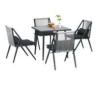 Ensemble Salon De Jardin Design Acapulco 4 Places 5 Pièces Noir Gris Gris